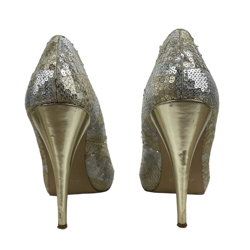 Aldo Glicken Sequins Glitter Pumps Metallic Gold Silver Size 39 - Picture 7 of 11